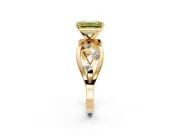 Solitaire Engagement Ring Setting for Fancy Yellow Emerald Cut Center with Criss-Cross Accent Band and Prong Head in Yellow Gold