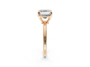 Minimalist Solitaire Engagement Ring Setting for Asscher Cut Center with Thin Band and Prong Head in Rose Gold