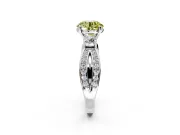 3 Stone Engagement Ring Setting for Fancy Yellow Round Cut Center with Pave Twist Band and Prong Head in Sterling Silver