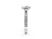 Milgrain Pave Engagement Ring Setting for Oval Center with Accent Band and Prong Head in Platinum