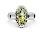 Solitaire Engagement Ring Setting for Fancy Yellow Marquise Center with Wide Band and Bezel Head in Platinum
