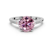 Solitaire Engagement Ring Setting for Fancy Pink Round Cut Center with Channel Accents and Prong Head in Platinum