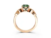 Leaf Engagement Ring Setting for Fancy Green Cushion Cut Center with Milgrain Accent Band and Prong Head in Rose Gold