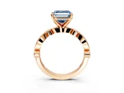Solitaire Engagement Ring Setting for Fancy Blue Asscher Cut Center with Milgrain Bezel Accents and Prong Head in Rose Gold