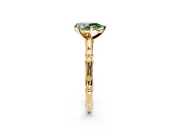 Solitaire Engagement Ring Setting for Fancy Green Pear-Shaped Center with Bamboo Band and Prong Head in Yellow Gold