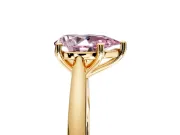 Solitaire Engagement Ring Setting for Fancy Pink Pear-Shaped Center with Narrow Cathedral Band and Prong Head in Yellow Gold