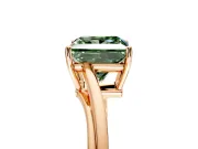 Solitaire Engagement Ring Setting for Fancy Green Princess Cut Center with Plain Bypass Twist Band and Prong Head in Rose Gold