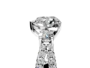 3 Stone Engagement Ring Setting for Heart-Shaped Center with Pave Split Shank and Prong Head in Sterling Silver