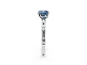 Solitaire Engagement Ring Setting for Fancy Blue Cushion Cut Center with Bamboo Band and Prong Head in Platinum