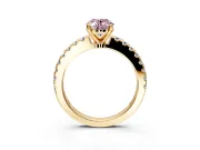 Solitaire Engagement Ring Setting for Fancy Pink Oval Center with Single Row Accent Band and Prong Head in Yellow Gold