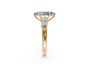 5 Stone Engagement Ring Setting for Fancy Blue Marquise Center with Graduated Accents and Prong Head in Yellow Gold