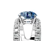 Solitaire Engagement Ring Setting for Fancy Blue Round Cut Center with Wide-Open Split Shank and Prong Head in White Gold