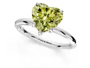 Low-Set Solitaire Engagement Ring Setting for Fancy Yellow Heart-Shaped Center with Thin Plain Band and Prong Head in Platinum