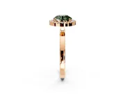 Halo Engagement Ring Setting for Fancy Green Round Cut Center with Thin Plain Band and Prong Head in Rose Gold