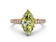 Solitaire Engagement Ring Setting for Fancy Yellow Marquise Center with Crossover Accents and Prong Head in Rose Gold