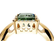 Halo Engagement Ring Setting for Fancy Green Princess Cut Center with Tapered Plain Band and Prong Head in Yellow Gold