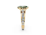 Solitaire Engagement Ring Setting for Fancy Green Marquise Center with Graduated Shared Prongs and Prong Head in Yellow Gold