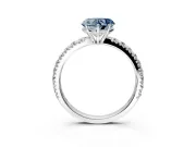 Solitaire Engagement Ring Setting for Fancy Blue Heart-Shaped Center with Large Accent Band and Prong Head in Sterling Silver