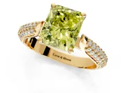 Solitaire Engagement Ring Setting for Fancy Yellow Radiant Cut Center with Multi-Row Accents and Prong Head in Yellow Gold