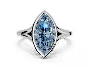 Solitaire Engagement Ring Setting for Fancy Blue Marquise Center with V Split Shank and Bezel Head in Platinum