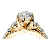 Solitaire Engagement Ring Setting for Marquise Center with Graduated Shared Prongs and Prong Head in Yellow Gold