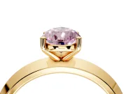 Solitaire Engagement Ring Setting for Fancy Pink Pear-Shaped Center with Wide Knife Ridge Band and Prong Head in Yellow Gold