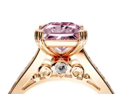 Solitaire Engagement Ring Setting for Fancy Pink Princess Cut Center with Channel Band and Double Claw Prong Head in Rose Gold