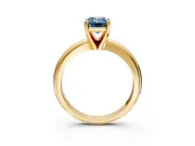 Solitaire Engagement Ring Setting for Fancy Blue Emerald Cut Center with Wire Band and Prong Head in Yellow Gold