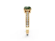 Solitaire Engagement Ring Setting for Fancy Green Cushion Cut Center with Milgrain-Framed Pave Band and Prong Head in Yellow Gold