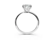 Minimalist Solitaire Engagement Ring Setting for Cushion Cut Center with Thin Band and Prong Head in White Gold