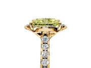 Floral Engagement Ring Setting for Fancy Yellow Radiant Cut Center with Pave Band and Floral Prong Head in Yellow Gold