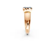 Tension Engagement Ring Setting for Fancy Blue Emerald Cut Center with Wide Flat Band and Tension Head in Rose Gold