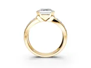 Bezel Engagement Ring Setting for Asscher Cut Center with Wide Channel-Set Band and Bezel Head in Yellow Gold