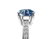 Solitaire Engagement Ring Setting for Fancy Blue Round Cut Center with Channel-Set Accent Band and Prong Head in Platinum