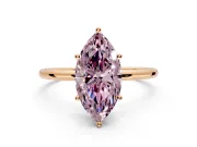 Solitaire Engagement Ring Setting for Fancy Pink Marquise Center with Straight Thin Band and Prong Head in Rose Gold