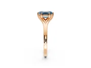 Solitaire Engagement Ring Setting for Fancy Blue Emerald Cut Center with Plain Split Shank and Prong Head in Rose Gold