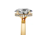 Hidden Halo Engagement Ring Setting for Oval Center with Plain Band and Tall Prong Head in Yellow Gold