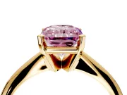 Solitaire Engagement Ring Setting for Fancy Pink Radiant Cut Center with Knife Ridge Band and Claw Prong Head in Yellow Gold