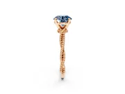 Solitaire Engagement Ring Setting for Fancy Blue Round Cut Center with Twist Band and Bead Prong Head in Rose Gold