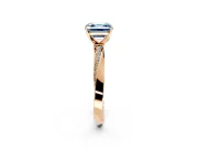 Side Accent Engagement Ring Setting for Fancy Blue Asscher Cut Center with Accent Shoulders and Prong Head in Rose Gold