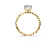 Solitaire Engagement Ring Setting for Cushion Cut Center with Plain Twisted Rope Band and Prong Head in Yellow Gold