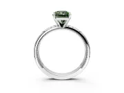 Solitaire Engagement Ring Setting for Fancy Green Radiant Cut Center with Scrollwork Band and Prong Head in Sterling Silver