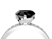 Milgrain Pave Engagement Ring Setting for Fancy Black Heart-Shaped Center with Accent Band and Prong Head in Sterling Silver