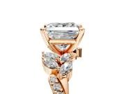 Solitaire Engagement Ring Setting for Princess Cut Center with Marquise Accent Twist Band and Prong Head in Rose Gold