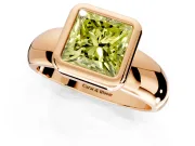 Solitaire Engagement Ring Setting for Fancy Yellow Princess Cut Center with Wide Band and Bezel Head in Rose Gold