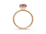 Solitaire Engagement Ring Setting for Fancy Pink Round Cut Center with Plain Twisted Rope Band and Prong Head in Rose Gold