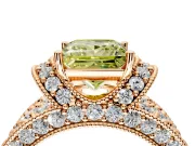 Pave Engagement Ring Setting for Fancy Yellow Princess Cut Center with Curved Accent Rows, Openwork and Prong Head in Rose Gold
