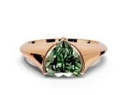 Tension Engagement Ring Setting for Fancy Green Heart-Shaped Center with Wide Tapered Band and Tension Head in Rose Gold