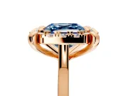 Single Halo Engagement Ring Setting for Fancy Blue Asscher Cut Center with Corner Claws, Plain Band and Prong Head in Rose Gold