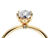Solitaire Engagement Ring Setting for Pear-Shaped Center with Straight Thin Band and Prong Head in Yellow Gold